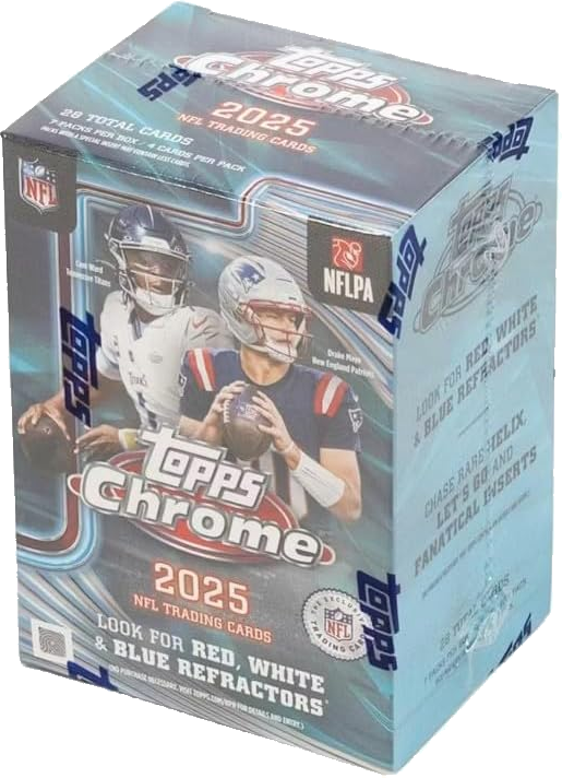 2025 Topps Chrome Football Blaster Box front