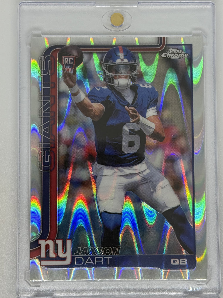 2025 Topps Chrome #306 Jaxson Dart Raywave Refractor front