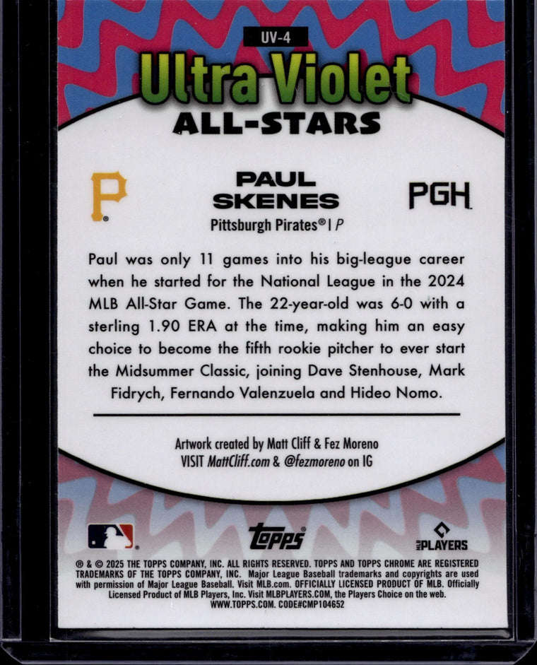2025 Topps Chrome #UV-4 Paul Skenes Ultra Violet All-Stars back