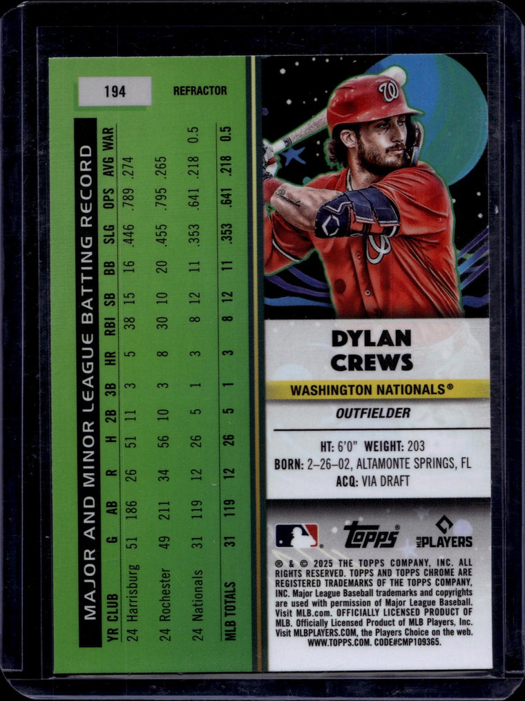 2025 Topps Chrome Cosmic #194 Dylan Crews White Hole Refractor back