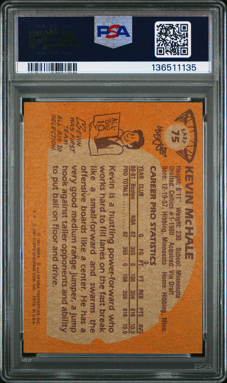 1981-82 Topps #E75 Kevin McHale PSA 5 back