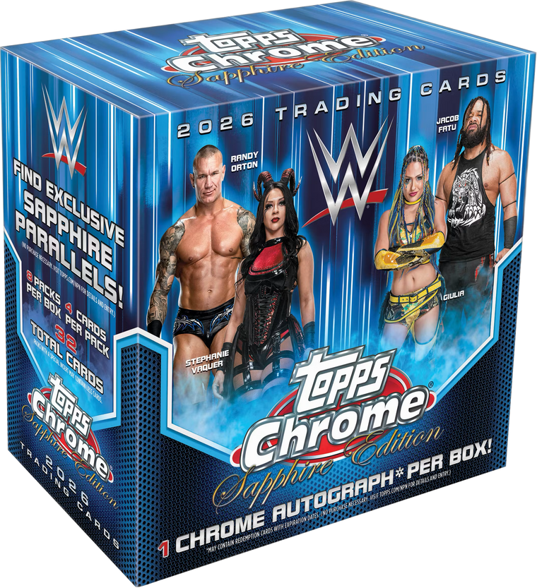 2026 Topps Chrome Sapphire Edition WWE Hobby Box front