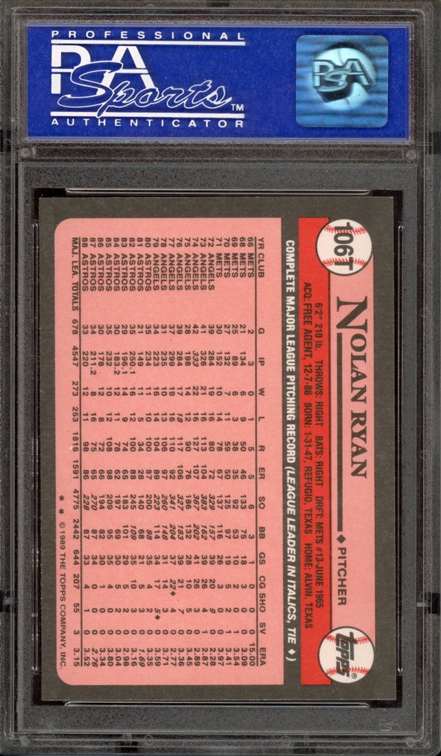 1989 Topps Traded Nolan Ryan #106T back