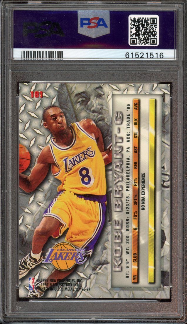 1996 Fleer Metal Kobe Bryant #181 back