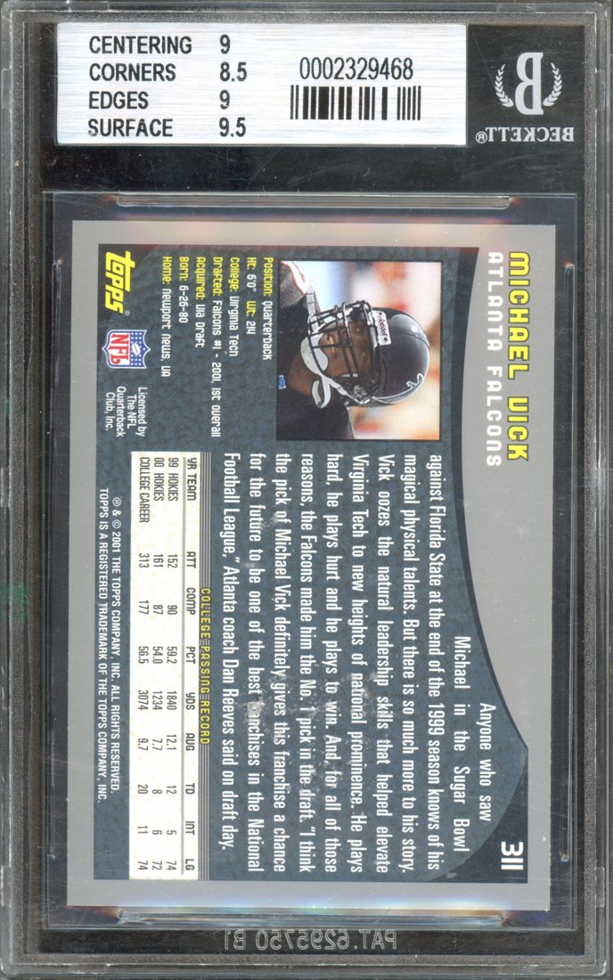2001 Topps Michael Vick #311 back