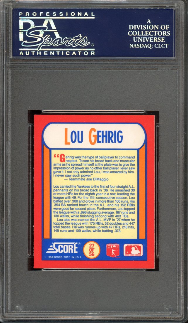 1990 Score Magic Motion Trivia Lou Gehrig #27 back