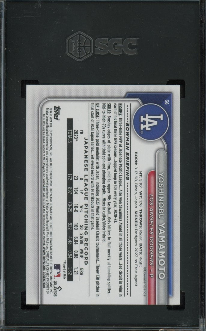 2024 Bowman Yoshinobu Yamamoto #36 back