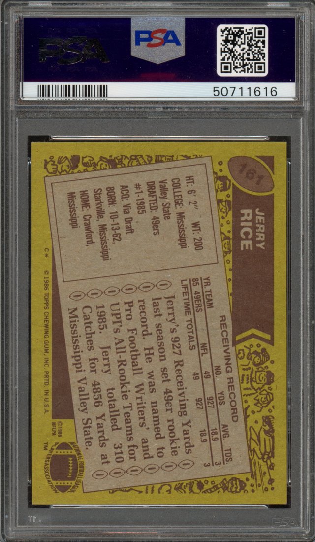 1986 Topps Jerry Rice #161 back