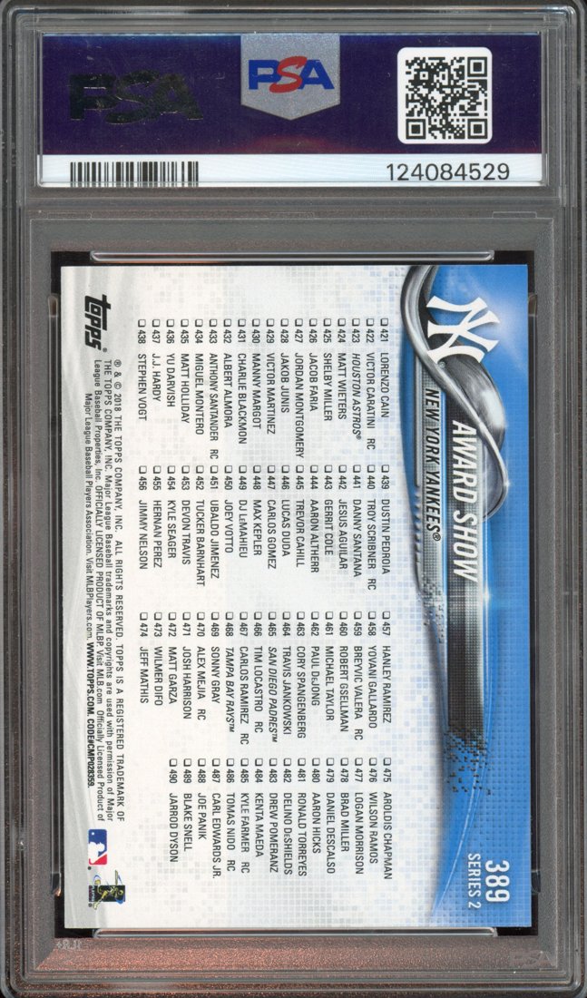 2018 Topps Series 2 Giancarlo Stanton & Aaron Judge #389 Award Show back