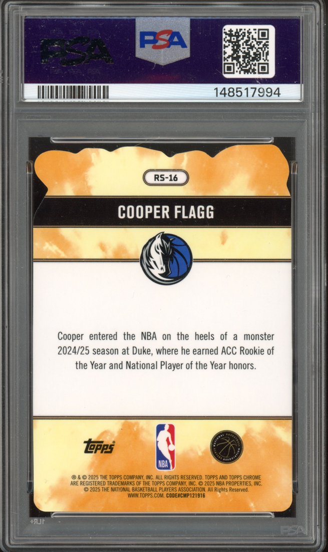 2025 Topps Chrome Rock Stars Cooper Flagg #RS-16 back