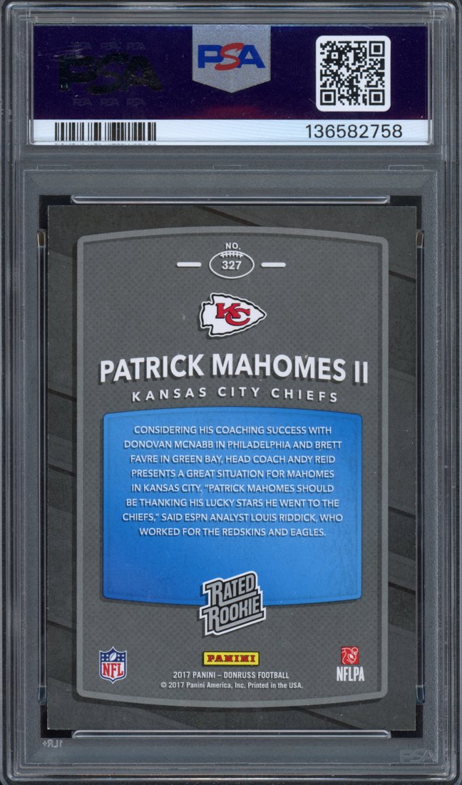 2017 Panini Donruss Patrick Mahomes II #327 Rated Rookie back