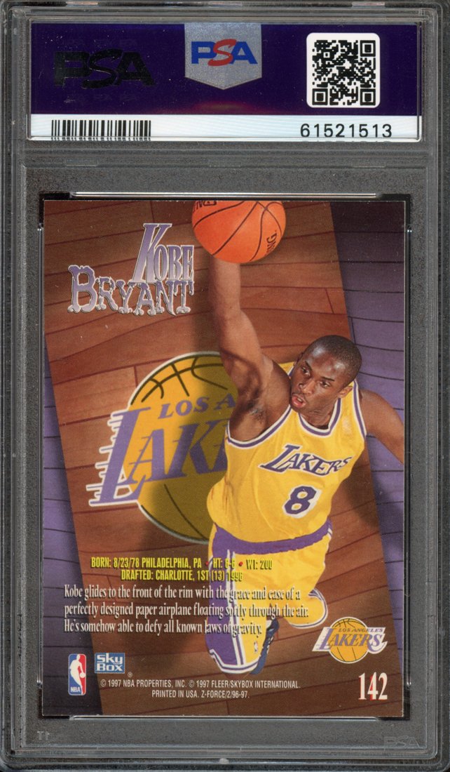 1996 Skybox Z-Force Kobe Bryant #142 back