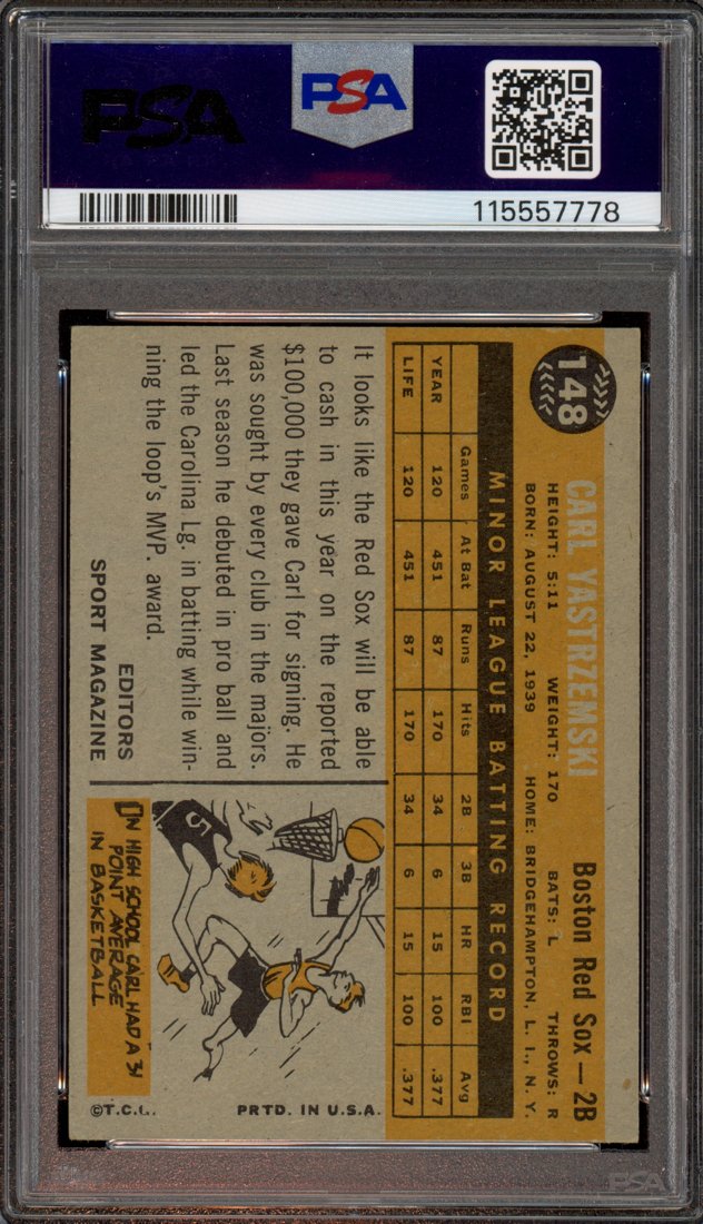 1960 Topps Carl Yastrzemski #148 back