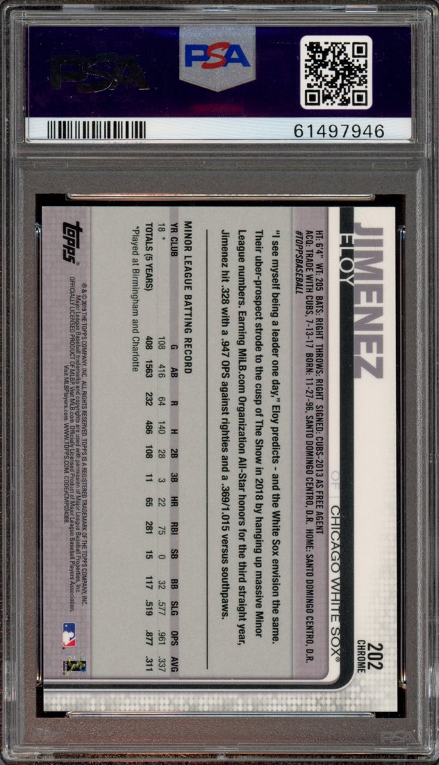 2019 Topps Chrome Eloy Jimenez #202 back