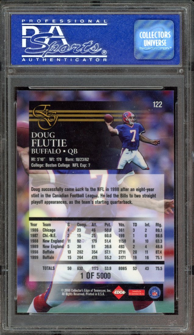 2000 Collector's Edge Graded Uncirculated Doug Flutie #122 back