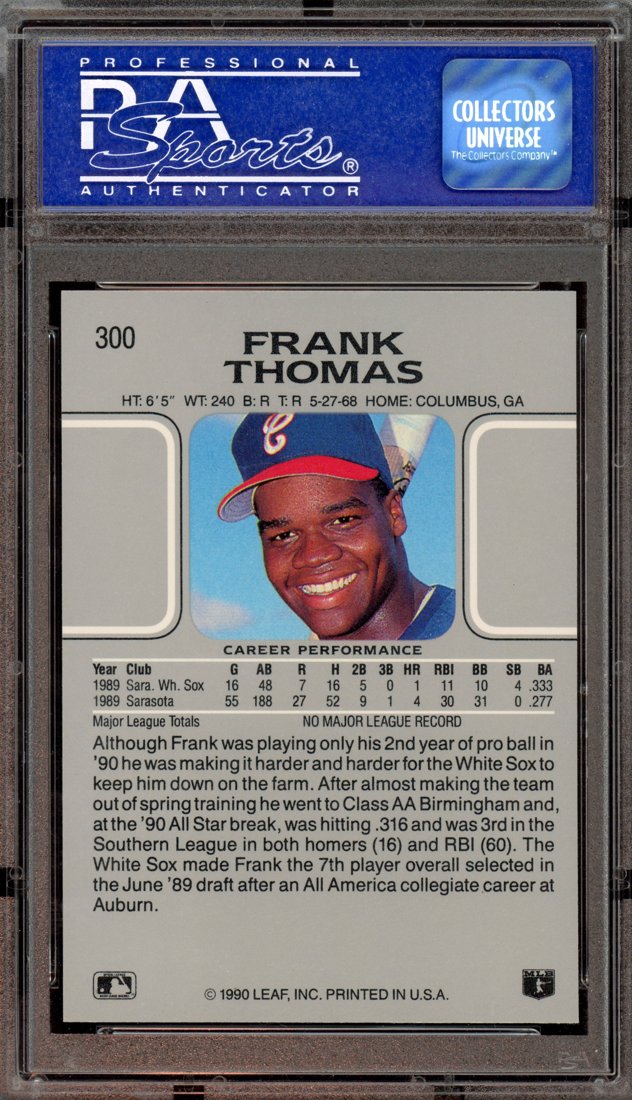 1990 Leaf Frank Thomas #300 back