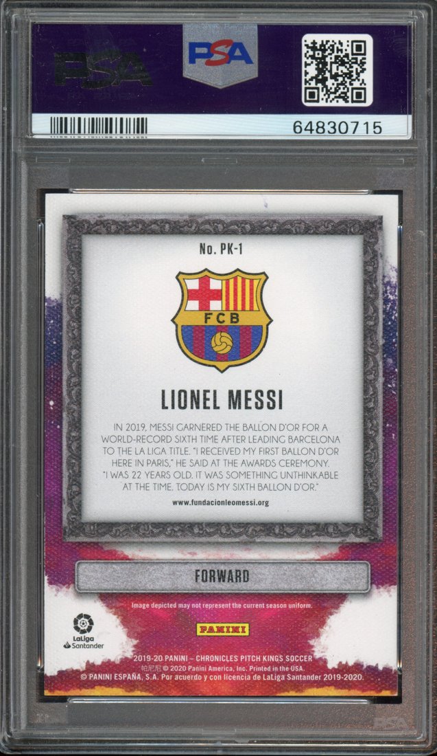 2019 Panini Chronicles Pitch Kings Lionel Messi #PK-1 PSA 9 back