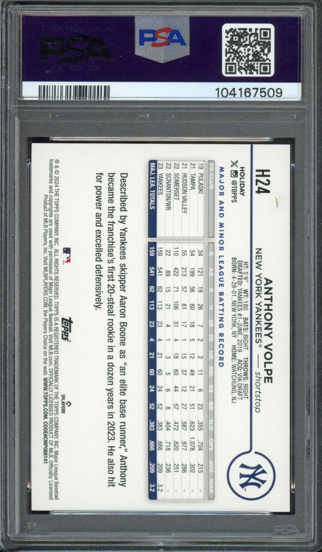 2024 Topps Holiday Anthony Volpe #H24 Blue Metallic Holiday Tree back