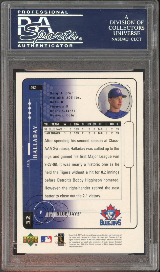 2002 Upper Deck MVP Roy Halladay back