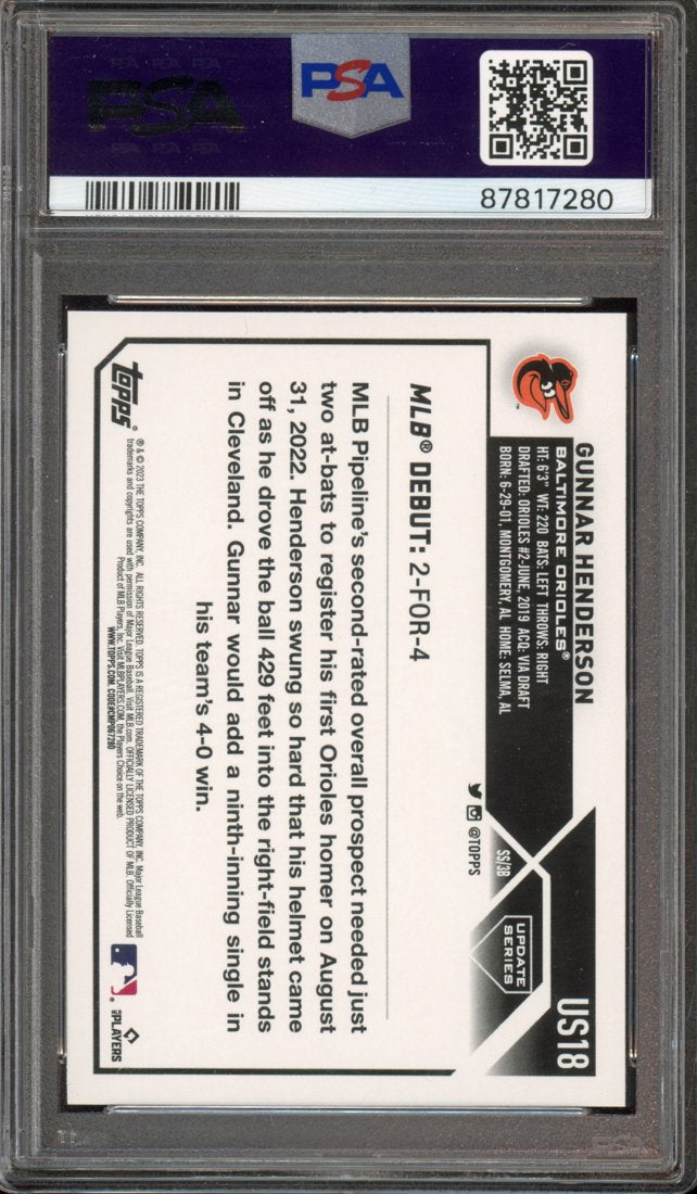 2023 Topps Update Gunnar Henderson #US18 back