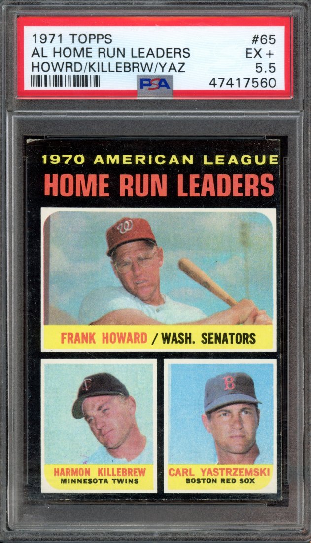 1971 Topps Frank Howard / Harmon Killebrew / Carl Yastrzemski #65 front