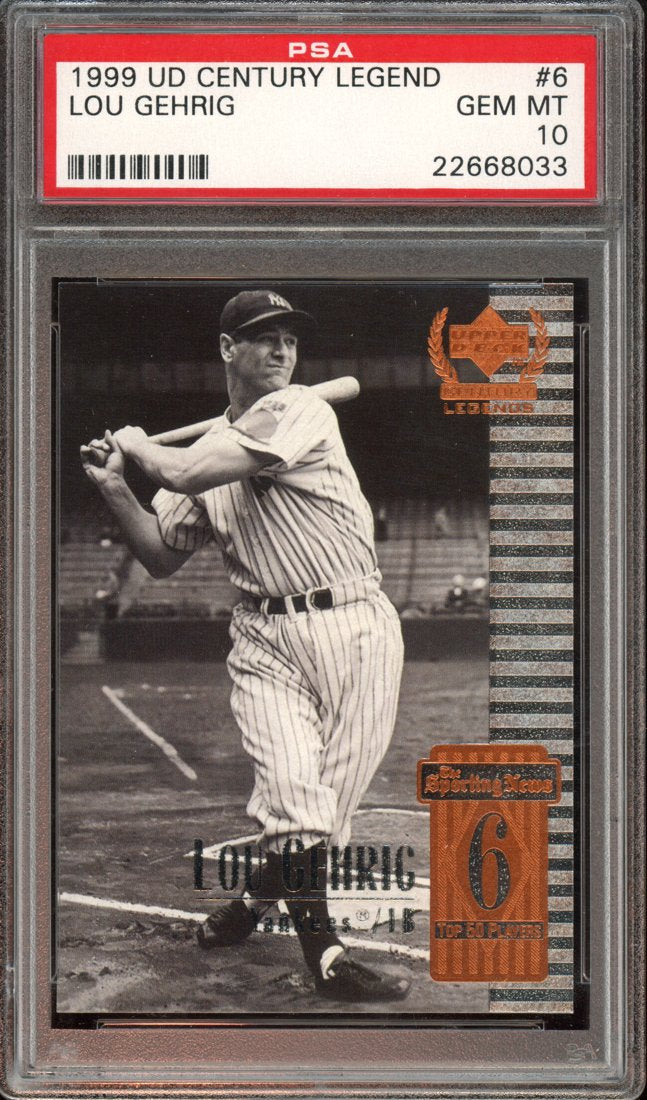 1999 Upper Deck Century Legends Lou Gehrig #6 front