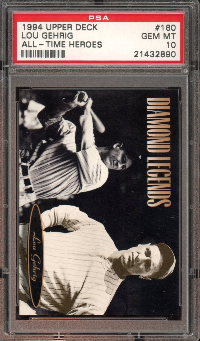 1994 Upper Deck All-Time Heroes Lou Gehrig #160 Diamond Legends front