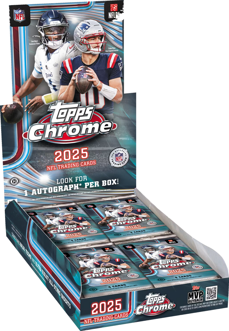 2025 Topps Chrome Football Hobby Box front
