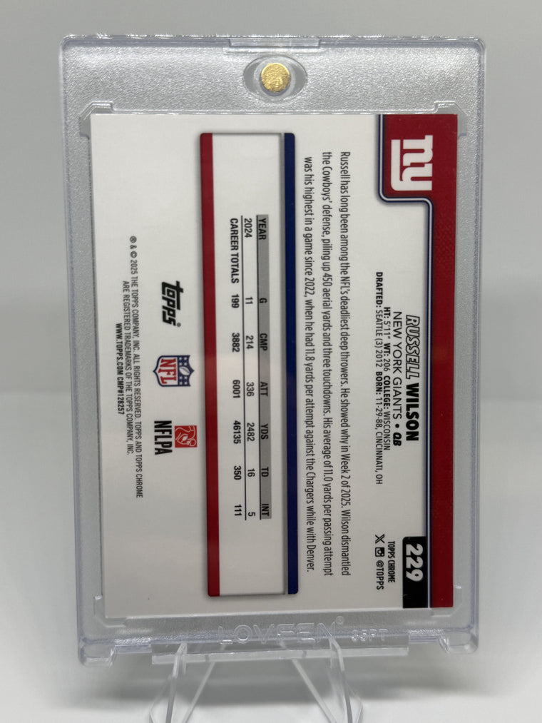 2025 Topps Chrome #229 Russell Wilson Gold Refractor /50 back