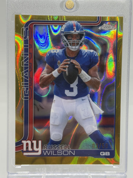 2025 Topps Chrome #229 Russell Wilson Gold Refractor /50
