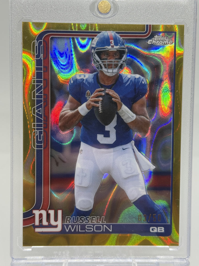 2025 Topps Chrome #229 Russell Wilson Gold Refractor /50 front
