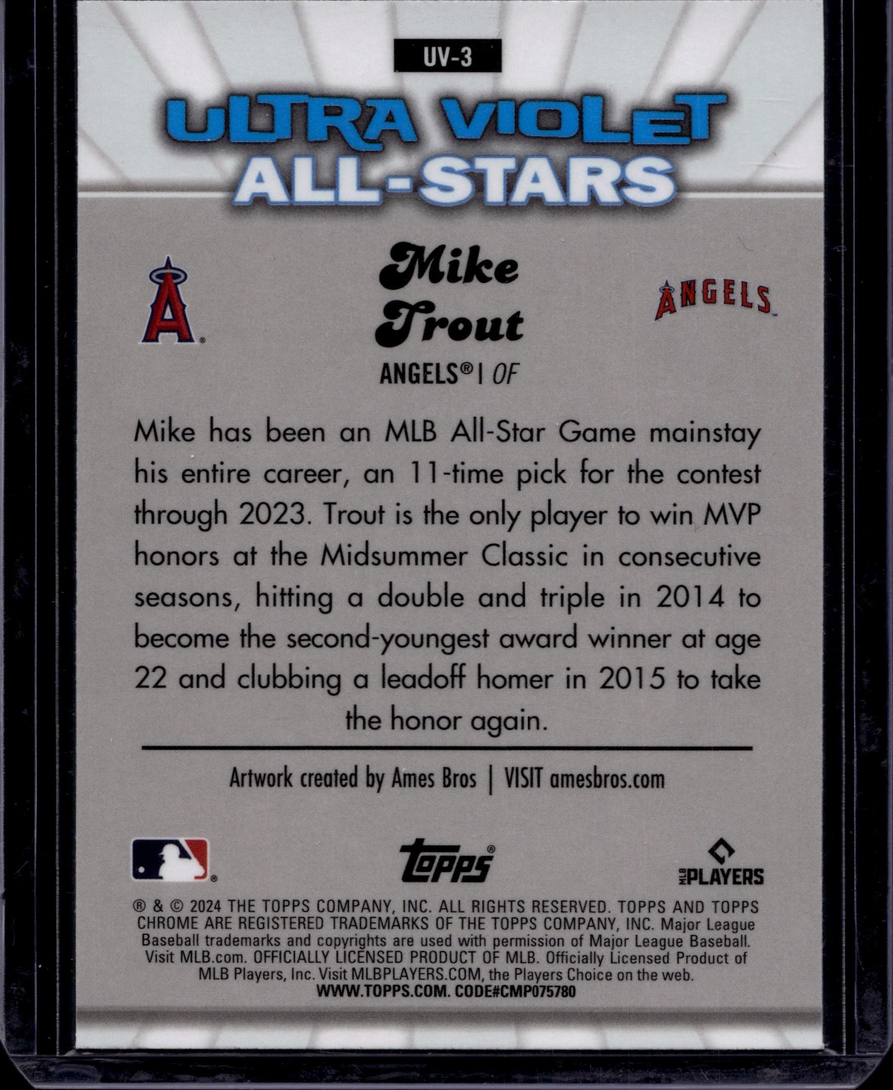 2024 Topps Chrome #UV-3 Mike Trout Ultra Violet All-Stars