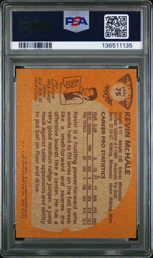 1981-82 Topps #E75 Kevin McHale PSA 5