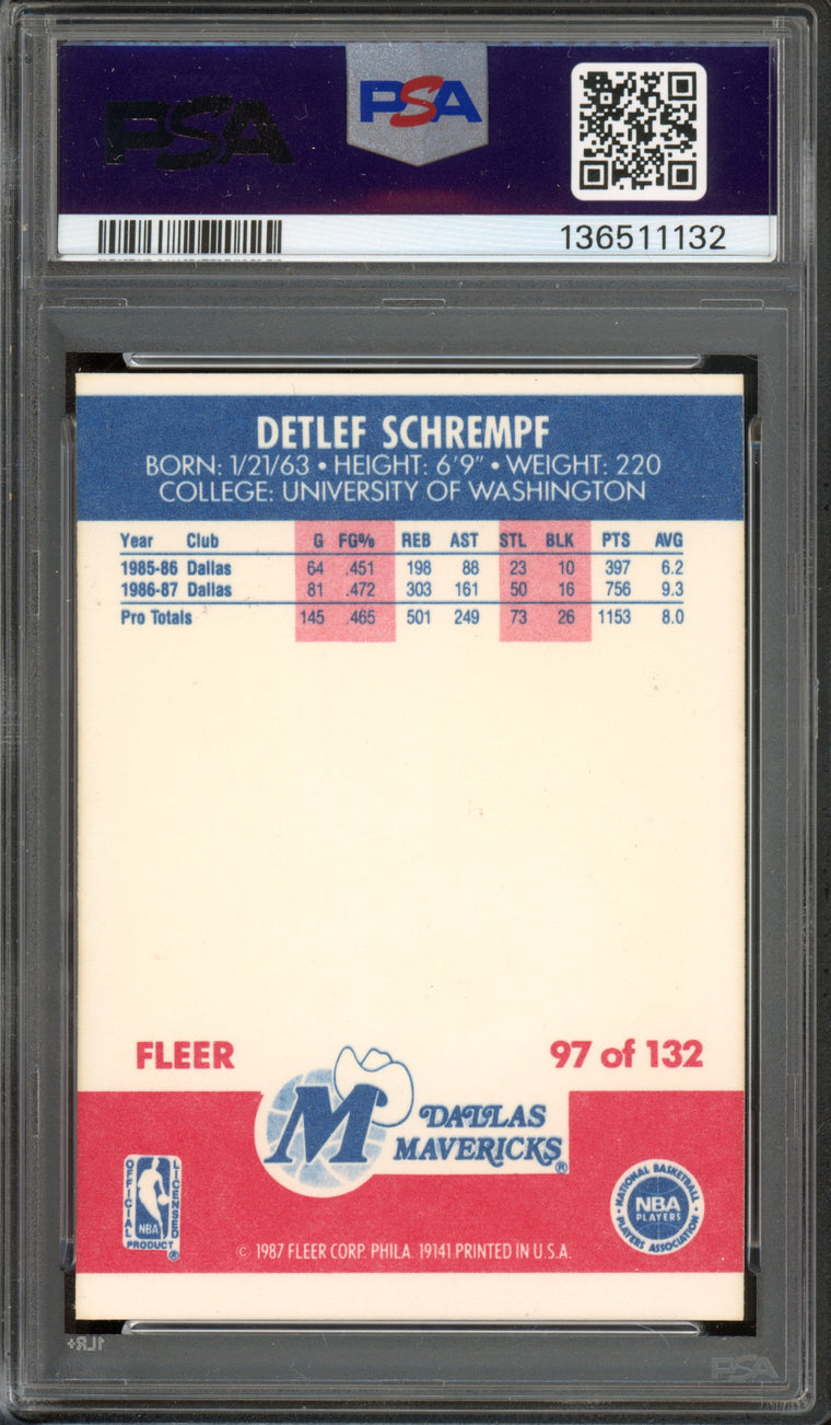 1987-88 Fleer #97 Detlef Schrempf PSA 5 back