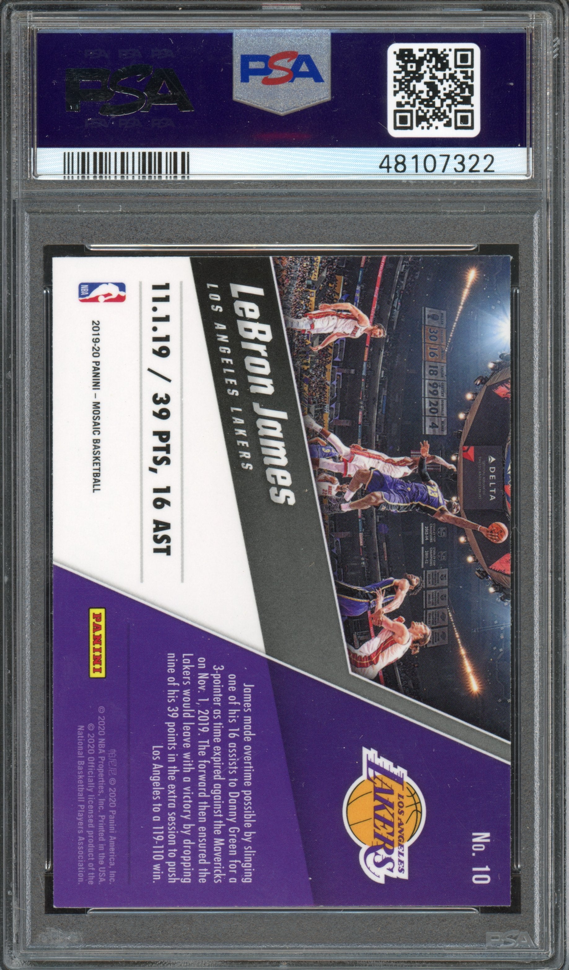 2019-20 Panini Mosaic #10 LeBron James Montage Mosaic PSA 10