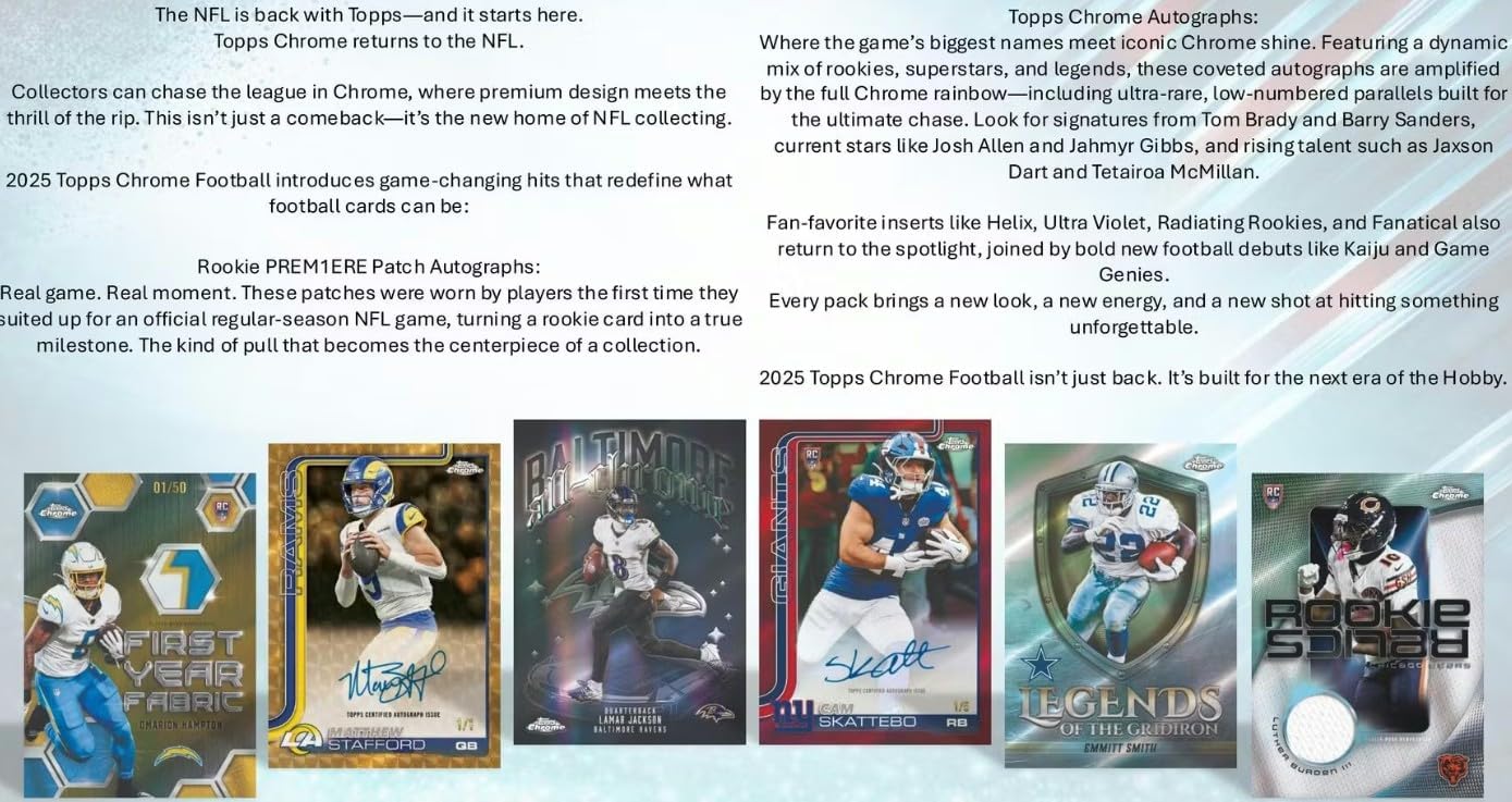 NEW 2025 CHROME FOOTBALL Card BLASTER Box,NFL is back with Topps!