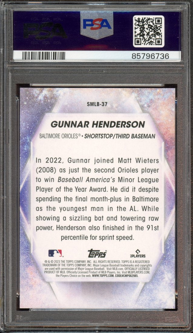 2023 Topps Stars of MLB Gunnar Henderson #SMLB-37 back