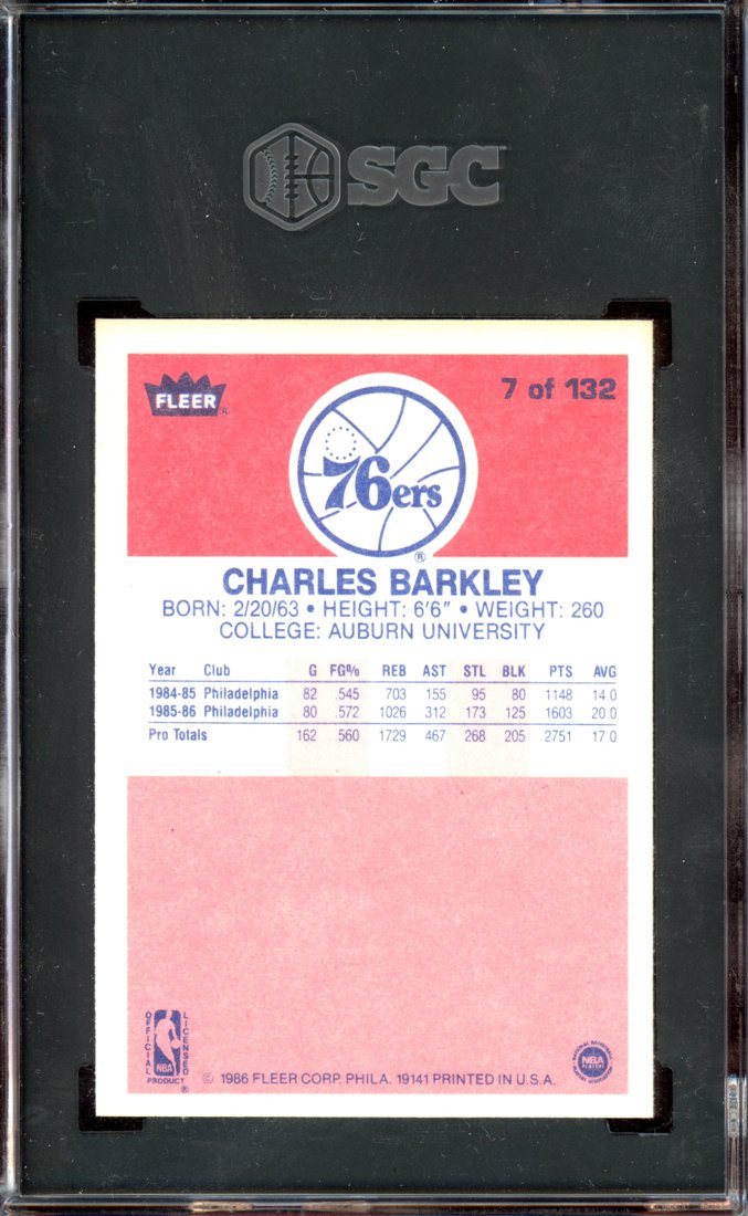 1986 Fleer Charles Barkley #7 back