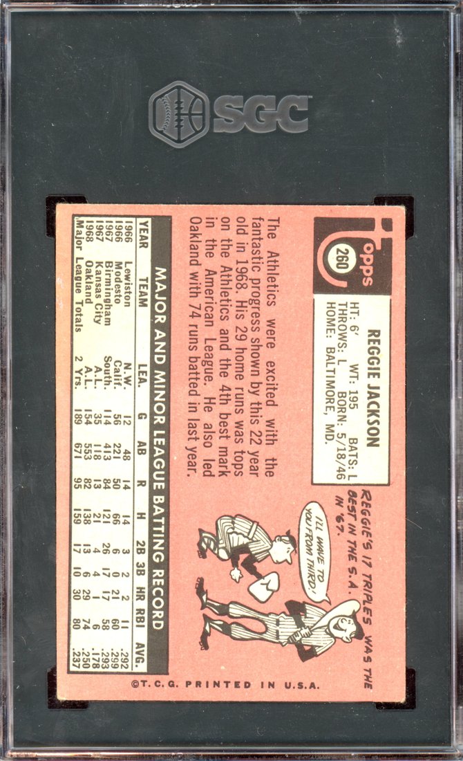 1969 Topps Reggie Jackson #260 back