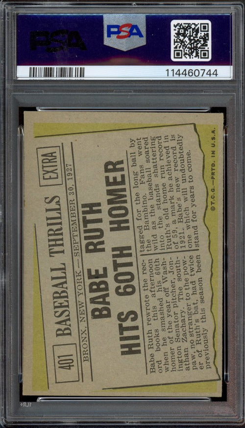 1961 Topps Babe Ruth (back)