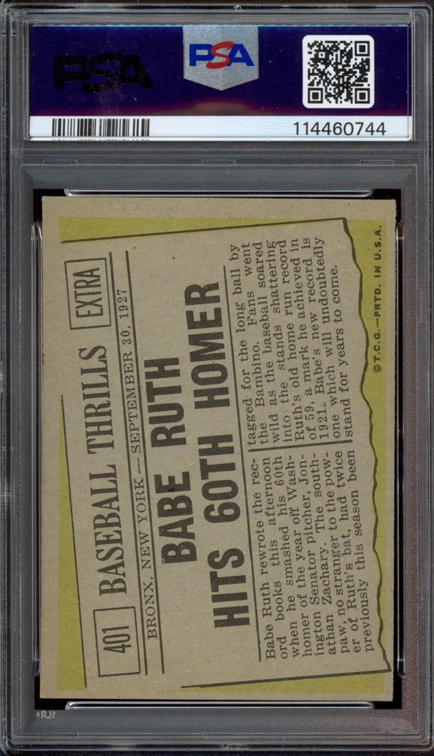 1961 Topps Babe Ruth #401 back