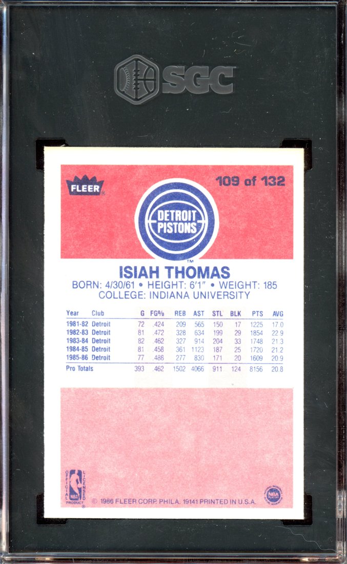 1986 Fleer Isiah Thomas #109 back