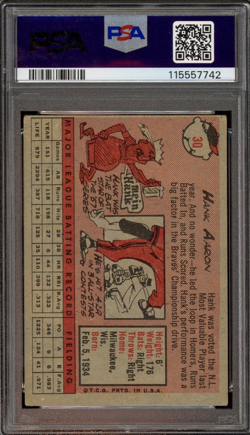 1958 Topps Hank Aaron (back)