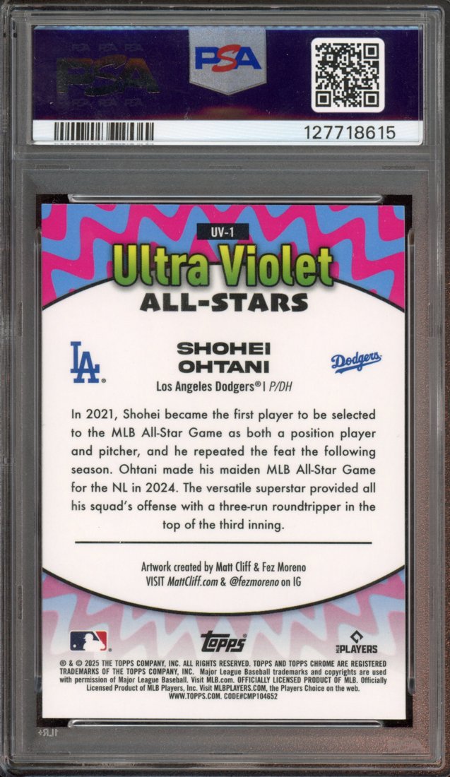 2025 Topps Chrome Ultra Violet All-Stars Shohei Ohtani #UV-1 back