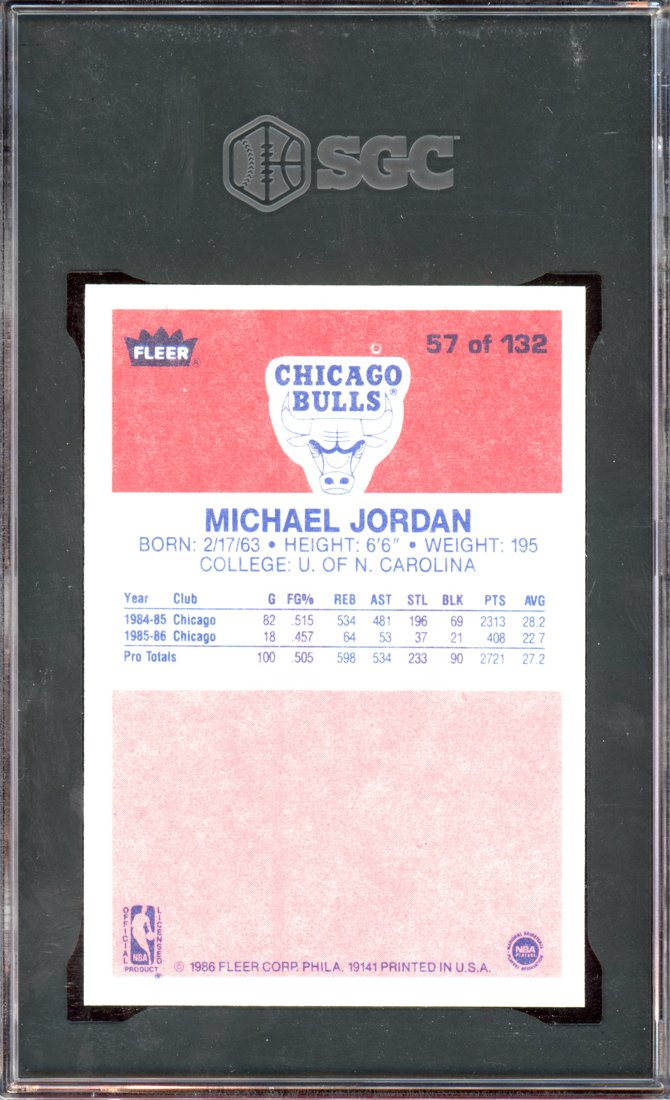 1986 Fleer Michael Jordan #57 back