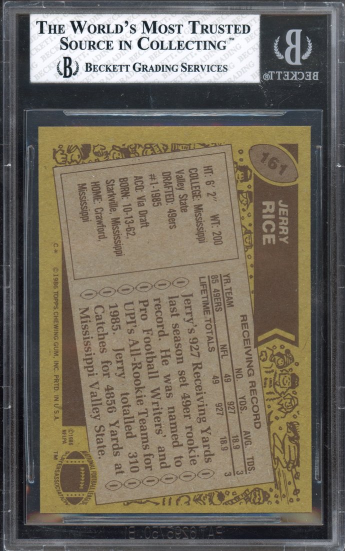 1986 Topps Jerry Rice #161 back