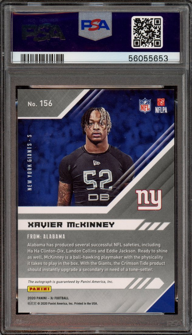 2020 Panini XR Xavier McKinney #156 121/199 back