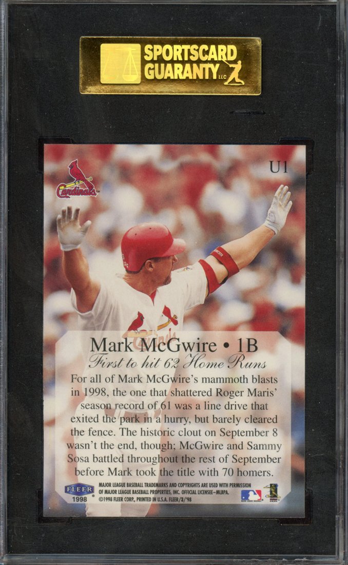 1998 Fleer Update Season Highlights Mark McGwire #U1 back