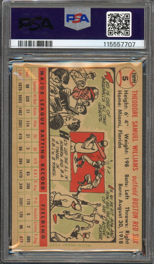 1956 Topps Ted Williams (back)