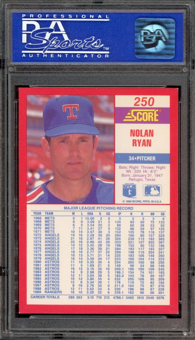 1990 Score Nolan Ryan #250 back